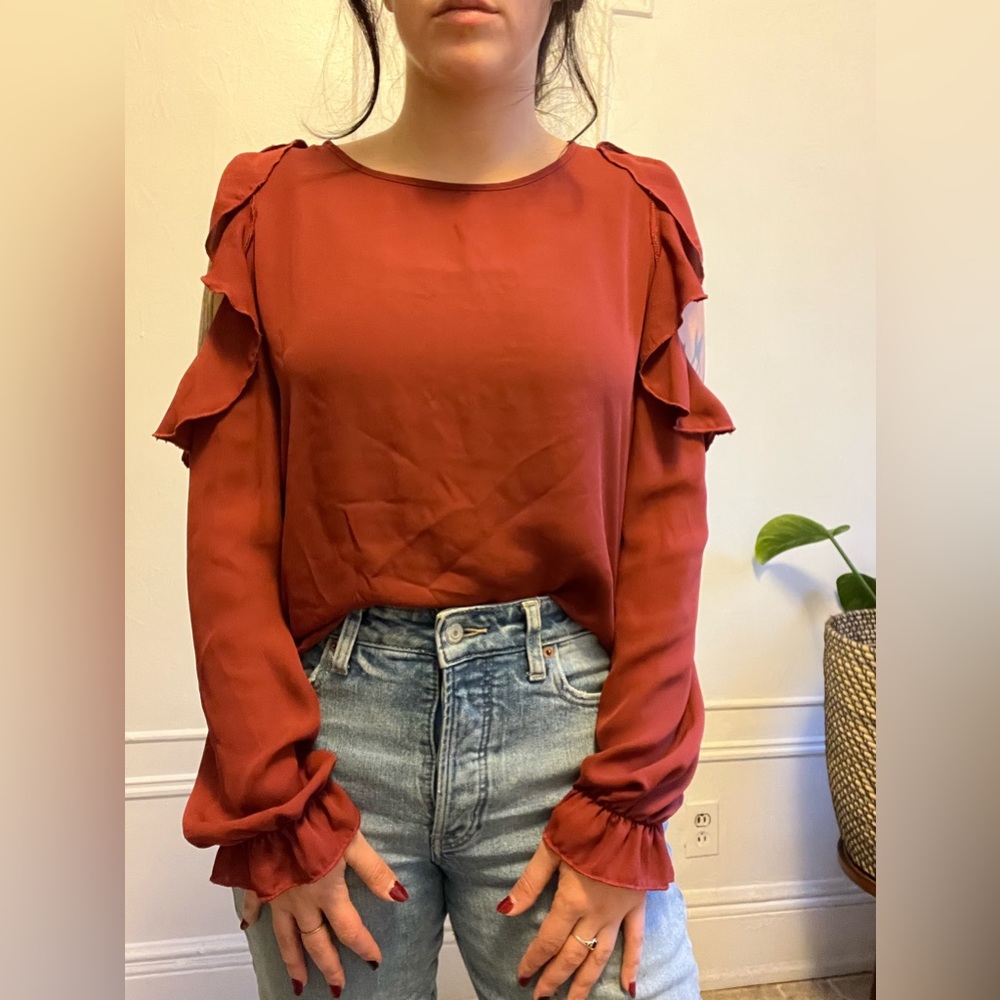 Burnt Orange Top with Shoulder Openings Size M